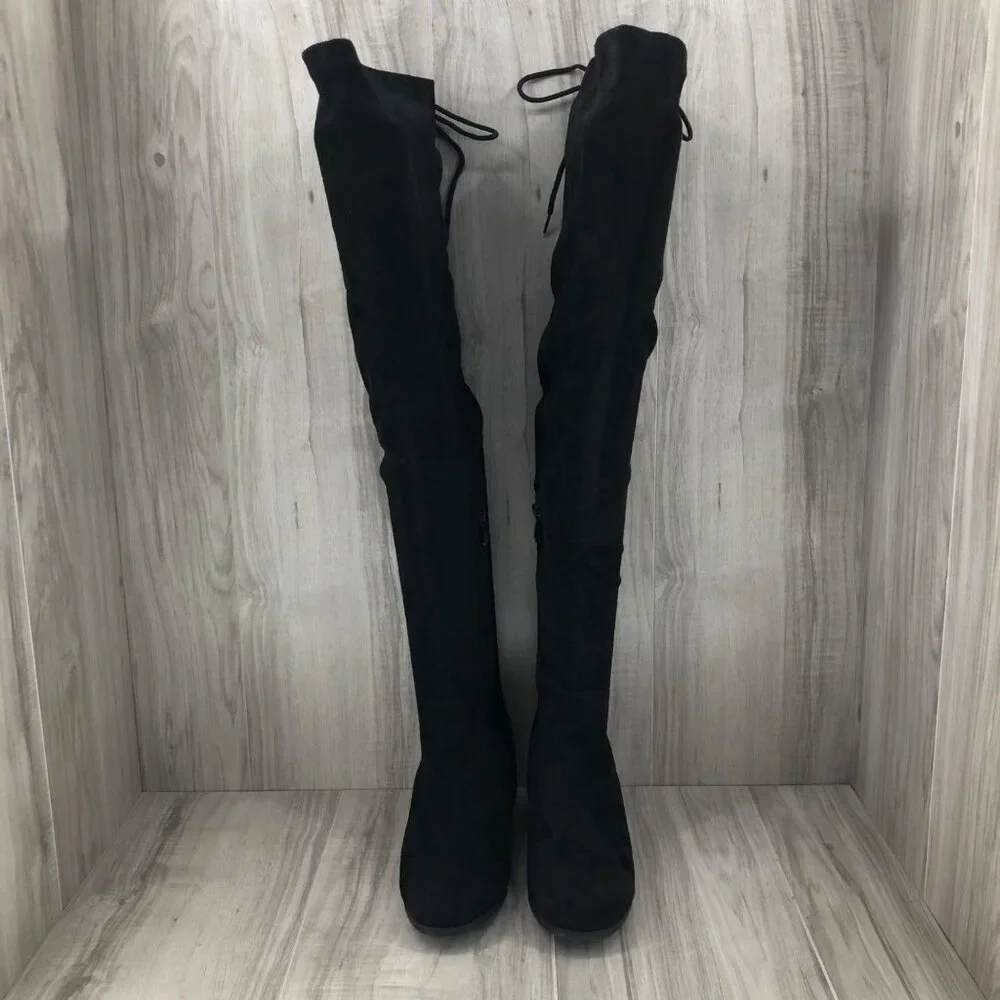 Dream Pairs Boots Womens 8 Black OTK Over The Knee Pull On